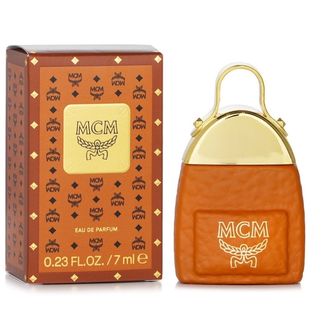 MCM Gold and Brown Eau de Parfum unisex mcm cognac monogram mini charm purse - Picture 3 of 11